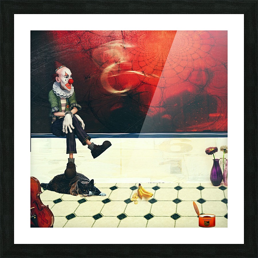 clown and kitty Picture Frame print
