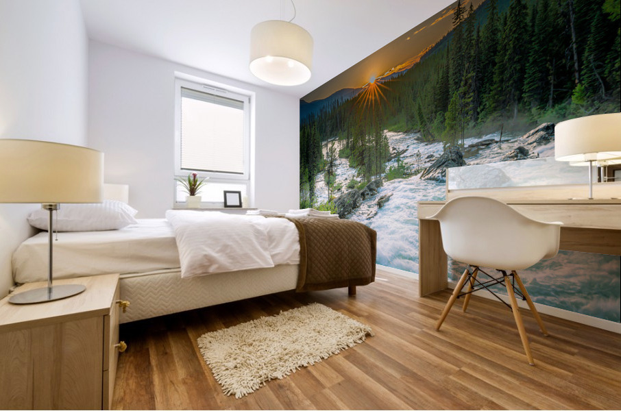 Sunset on the Cascades Mural print