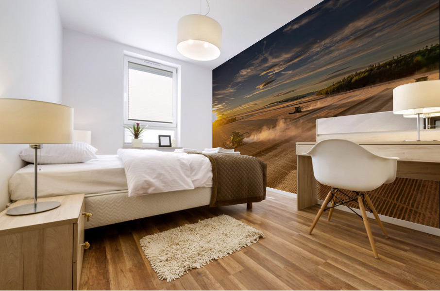 Harvesting at Sunset Mural print