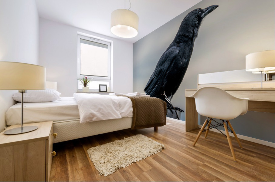 Raven on a Post Mural print