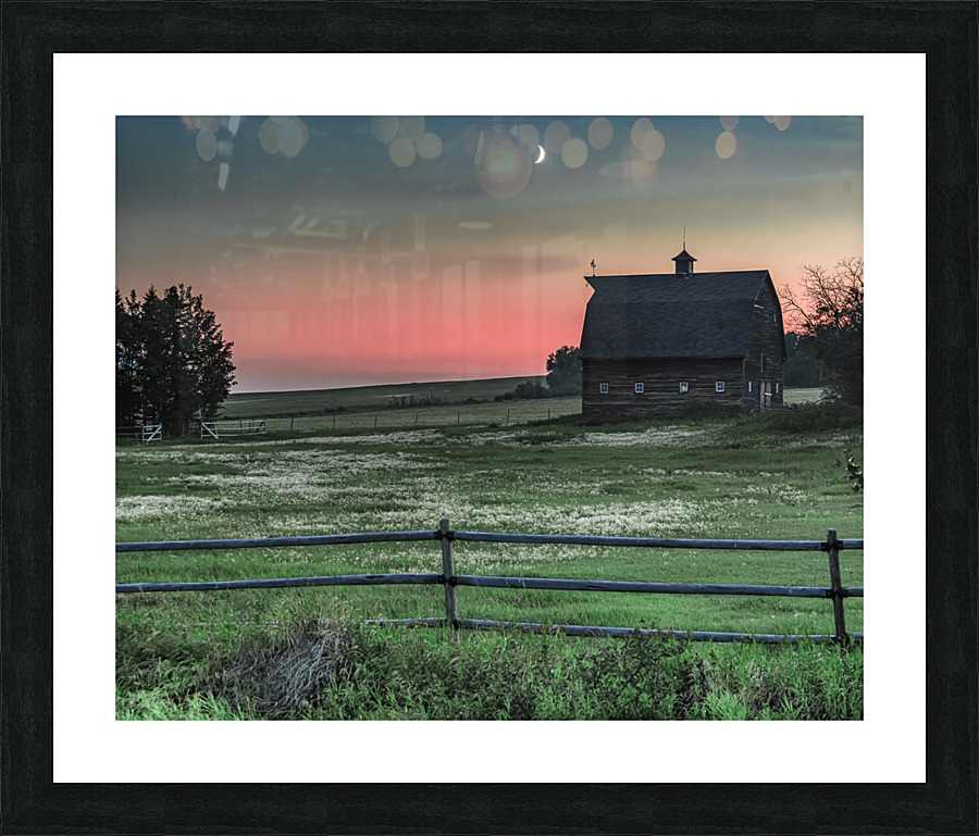 Barn Under a Crescent Moon Picture Frame print