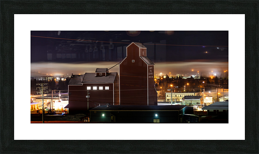 Grain Elevator at Night Picture Frame print