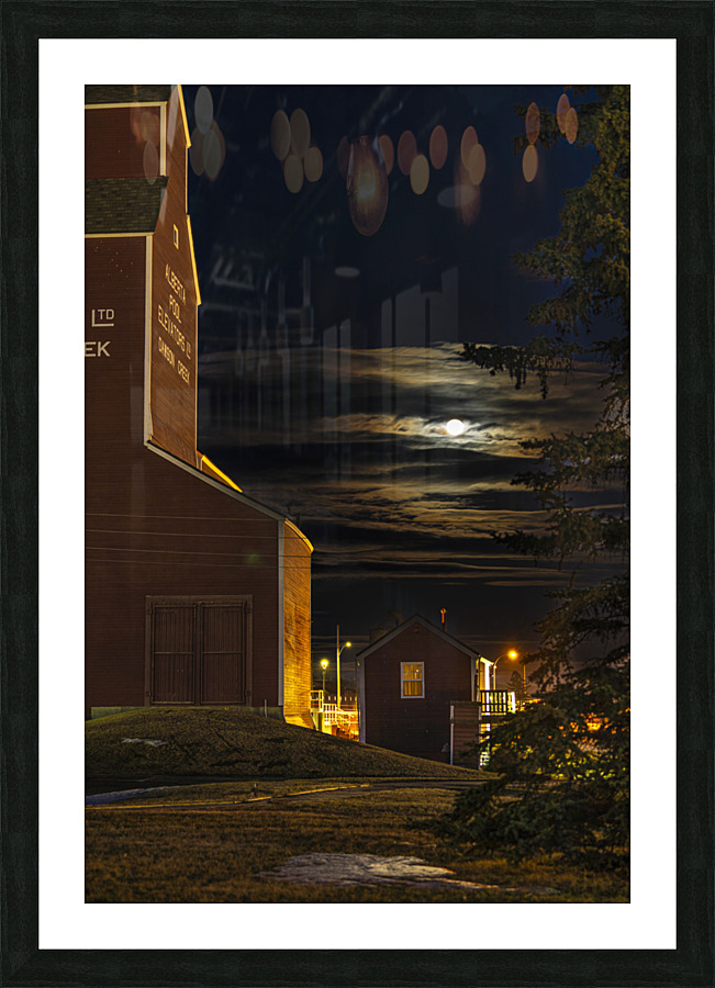 Grain Elevator Full Moon Picture Frame print