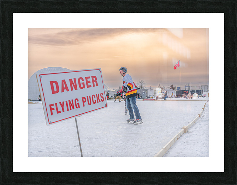 Danger Flying Pucks Picture Frame print