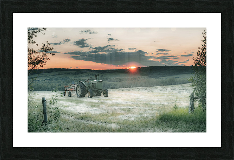Tractor at Sunset Picture Frame print