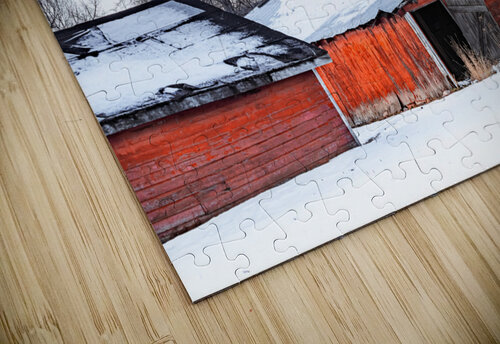 Red Barn Winter Scene Kevin MacLellan puzzle