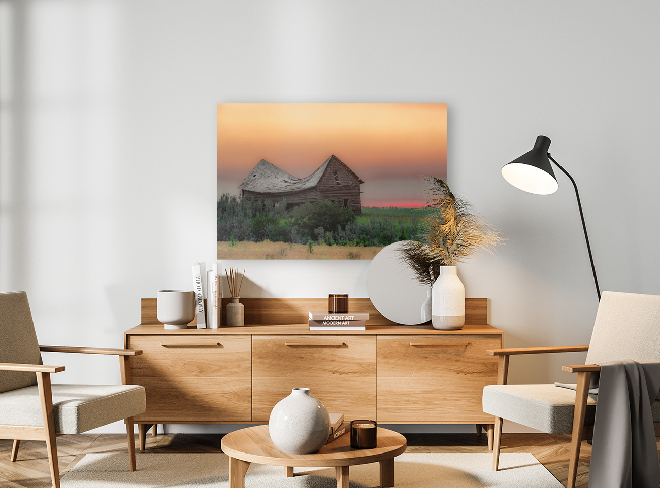 Old Cabin at Sunset Reproduction