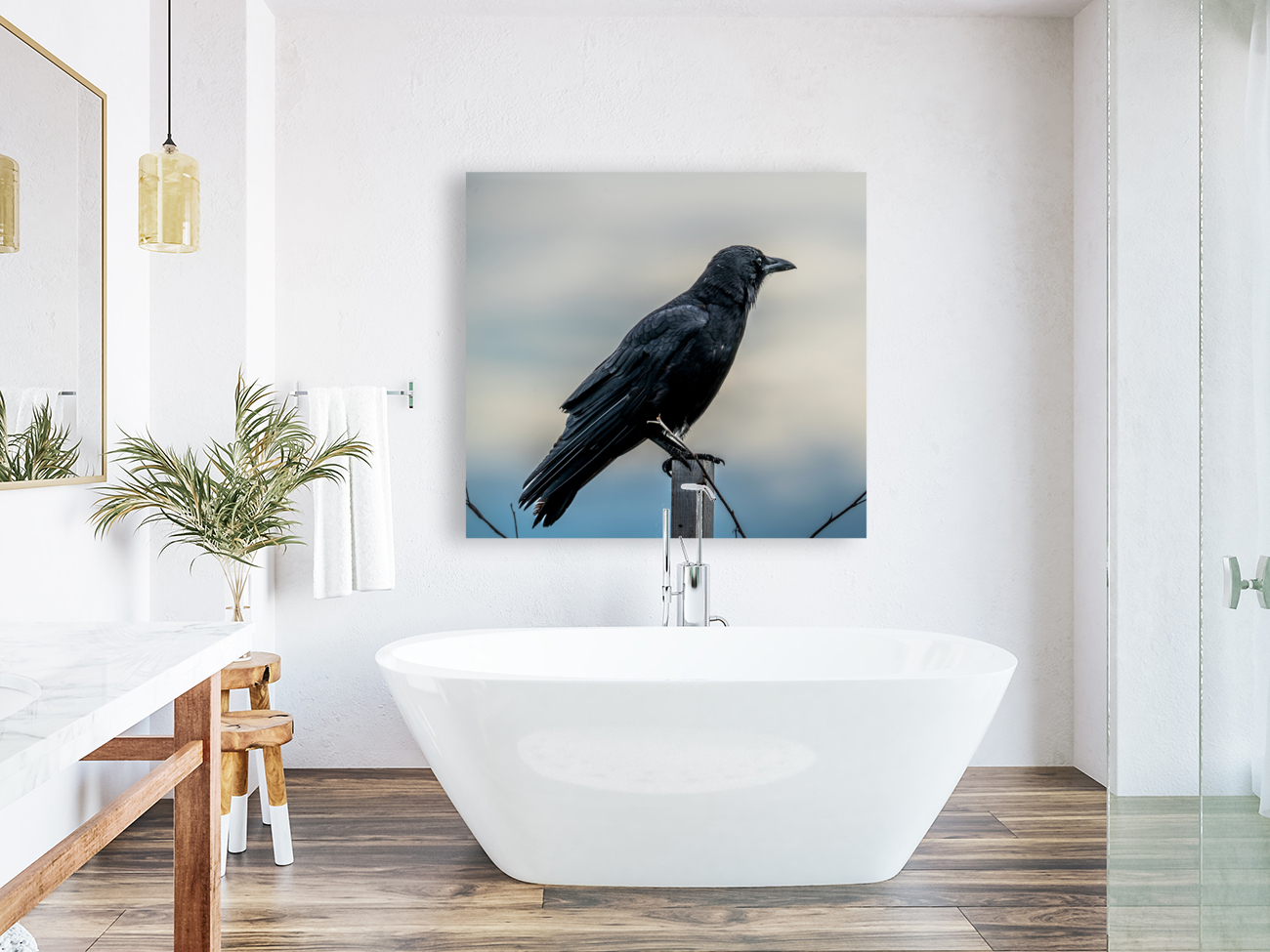 Raven on a Post Reproduction