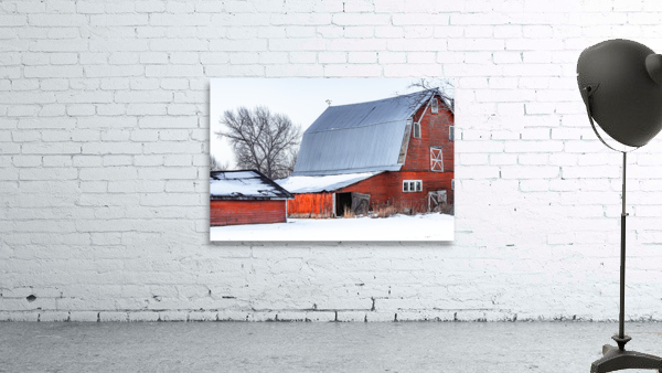 Red Barn Winter Scene Wall Preview