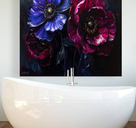 Dark Floral Oil Painting: Midnight Bloom by ALIXORCA19