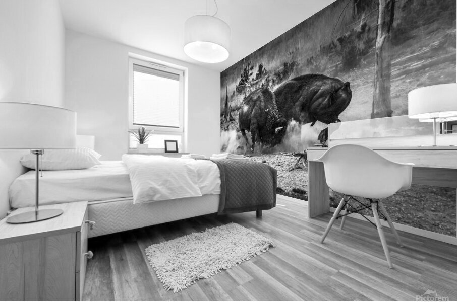 Bison Battle Mural print