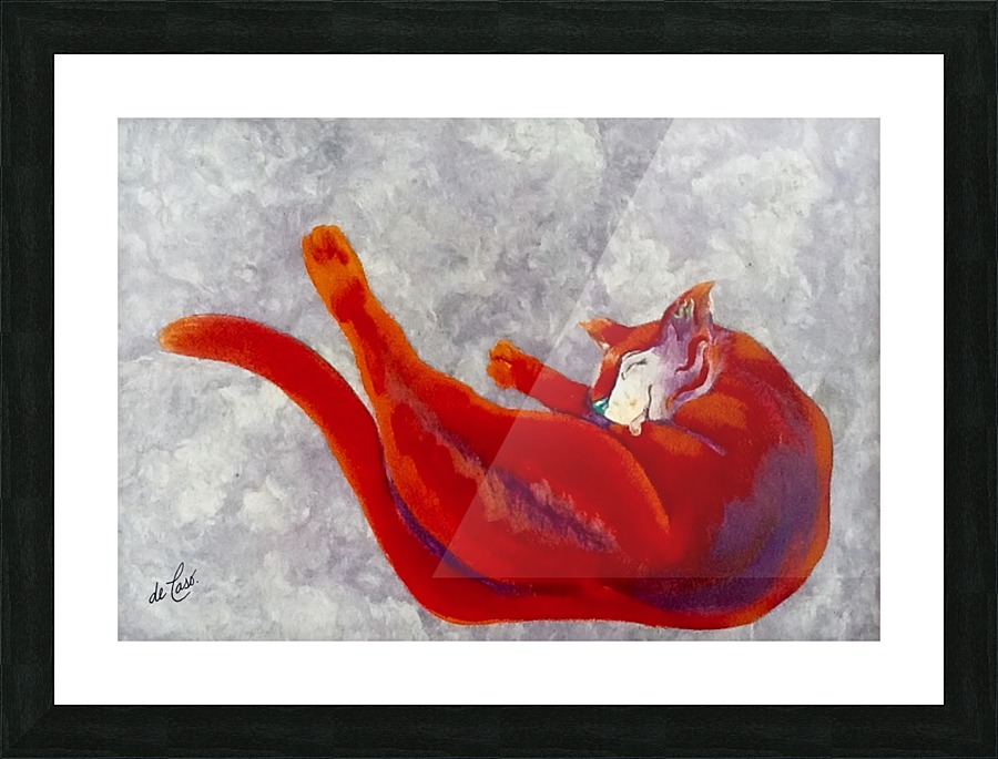 Cute red cat bathing Picture Frame print