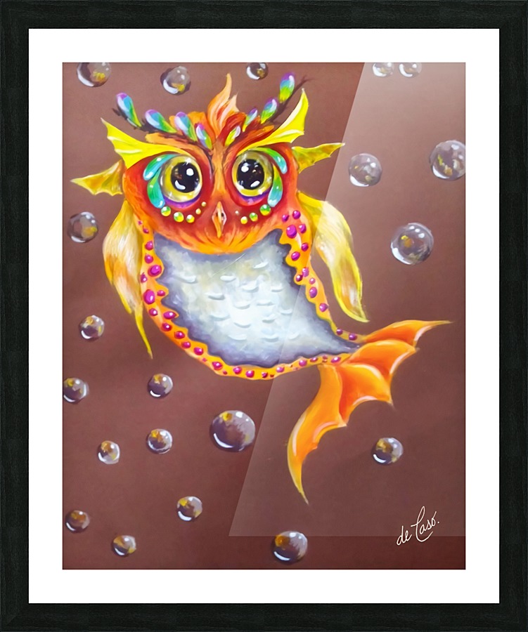 Fish surrounded by bubbles Picture Frame print