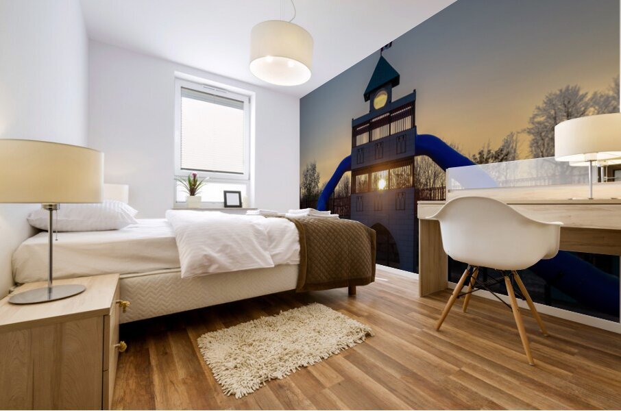 Sunrise Through The Bars Mural print
