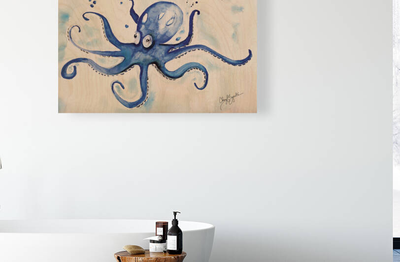 Blue  Octopus Watercolor by Cheryl Zapata