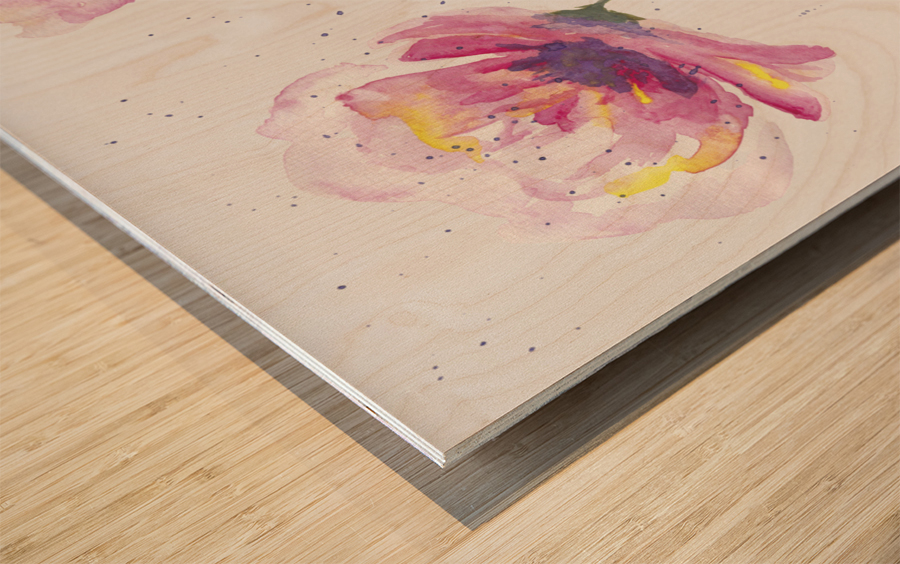 Pink Flower Burst Wood print