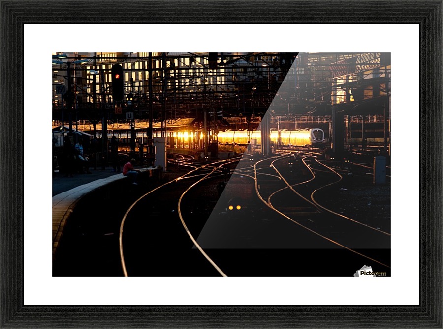Golden train Picture Frame print