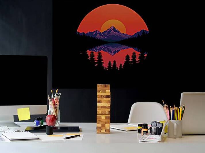 Breathtaking Sunset Over Majestic Mountains: Serene Landscape Ar by abdodd