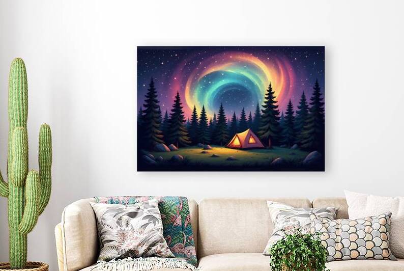 Starry Wilderness Wall Art  Night Sky Poster  Minimalist Nature Cabin Print by abdodd