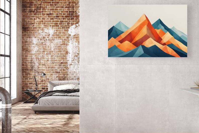 Geometric Mountain Wall Art - Abstract Minimalist Landscape Poster - Modern Nature Print by abdodd