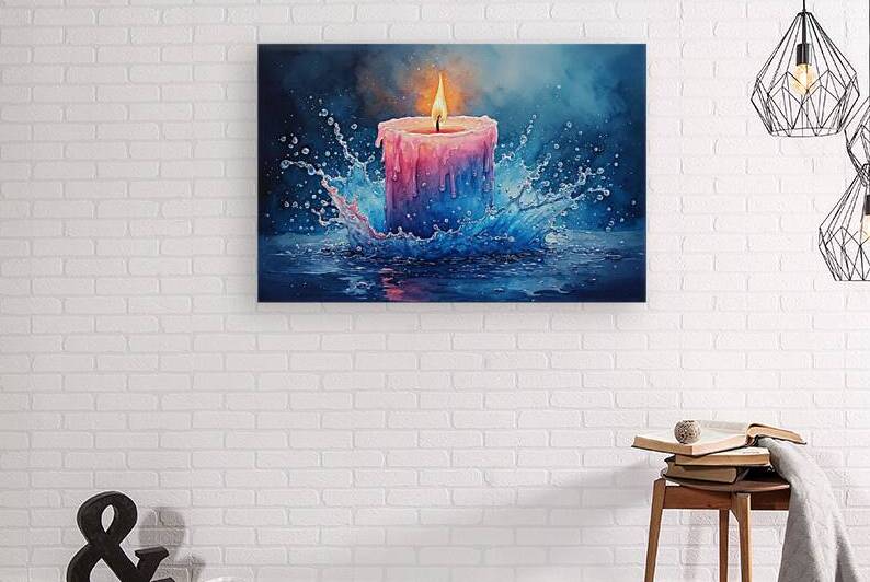 Fantasy Fire and Water Candle – Surreal Abstract Wall Art Print by abdodd