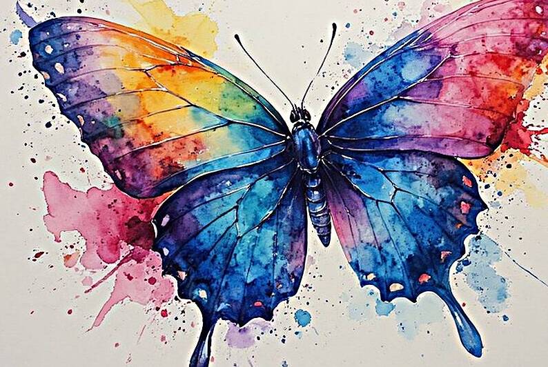 Abstract Butterfly Wall Art – Modern Colorful Butterfly in Motion Contemporary Nature Print for Living Room or Office Minimalist Insect Decor by abdodd