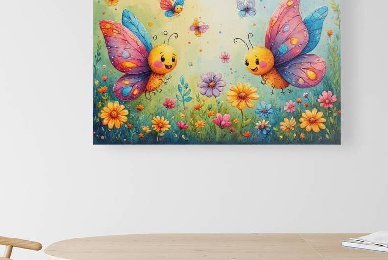 Cute Butterfly Kids Wall Art – Whimsical Cartoon Insect Print Colorful Nursery or Classroom Decor Playful Butterfly Poster for Children’s Room by abdodd