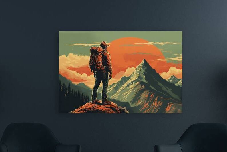 Vintage Adventure Poster – 1950s Mountain Travel Wall Art by abdodd