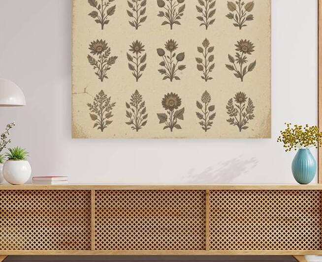 Antique Floral Pattern Print – Vintage Wallpaper Style Wall Art by abdodd
