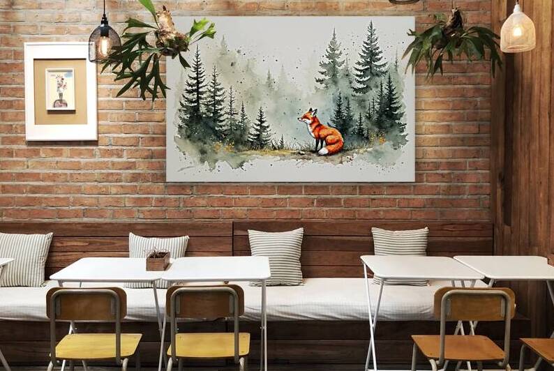 Watercolor Fox in Enchanted Forest – Whimsical  Animal Art Print by abdodd