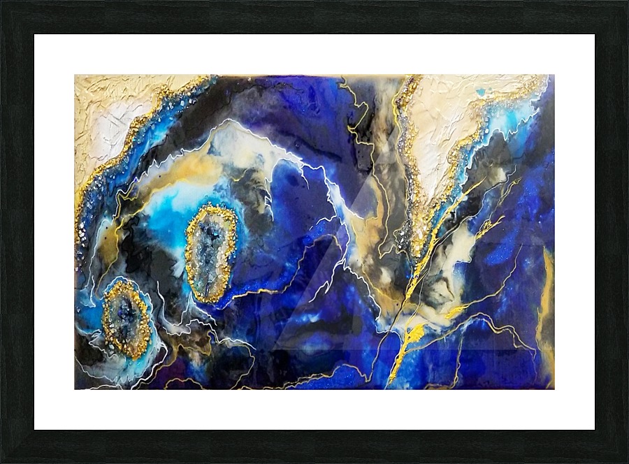 Blue Map Picture Frame print