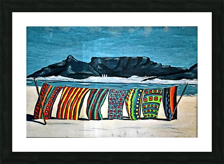 African Art painting 142 beach towels surf rocks. by African Art