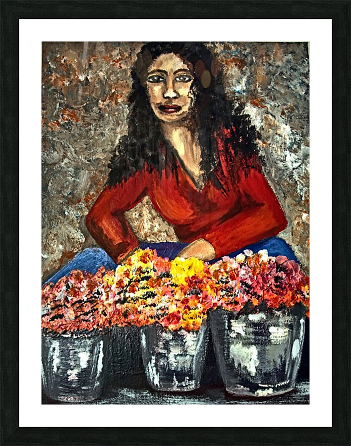 African Art painting 150 woman selling flowers.jp by African Art