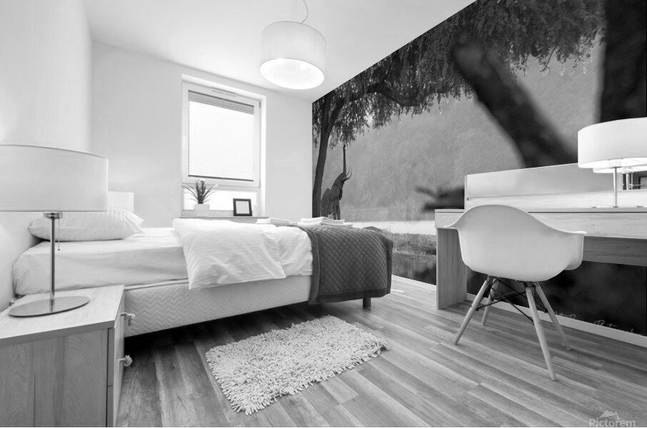 Elephant Black & White  Mural print