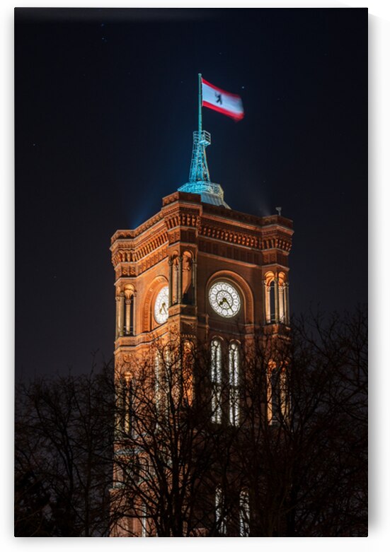 Night view of Rotes Rathaus Berlin City Hall seat of the government of Berlin by Mirko Kuzmanovic