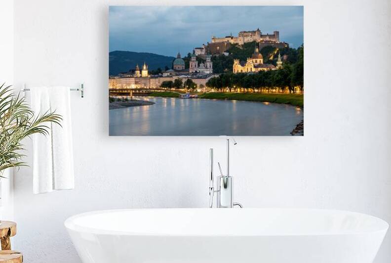 Salzach River and cityscape of Salzburg birthplace of Mozart in by Mirko Kuzmanovic