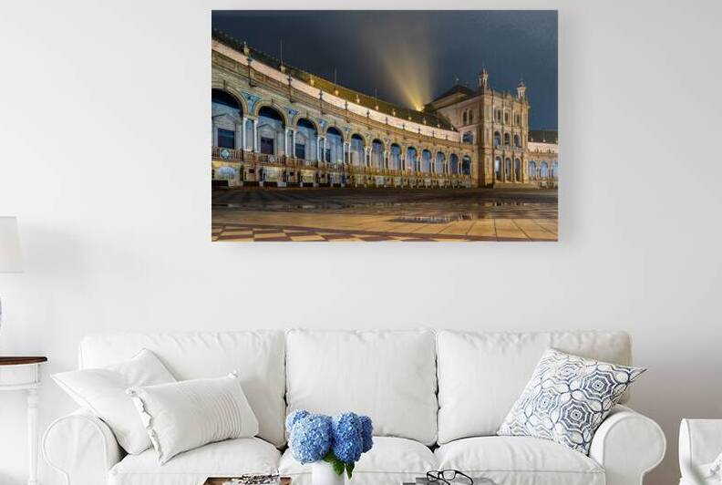 Night view of the Plaza de Espana Spanish Square in Sevilla Spain by Mirko Kuzmanovic
