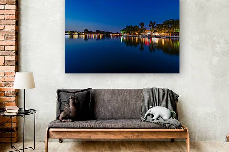 Peaceful reflection of the evening blue hour in Shichahai lake in Beijing China by Mirko Kuzmanovic