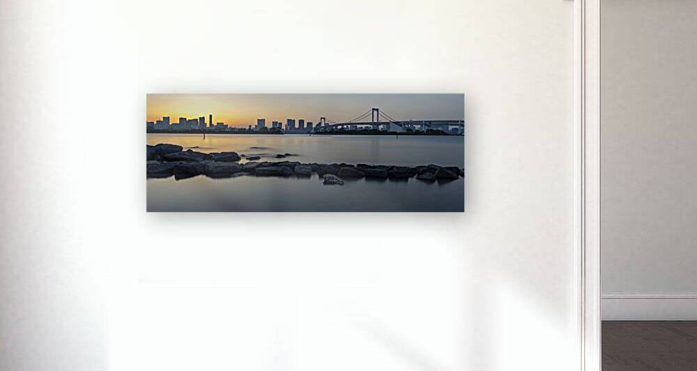 Panorama of Rainbow bridge and Tokyo cityscape during sunset by Mirko Kuzmanovic