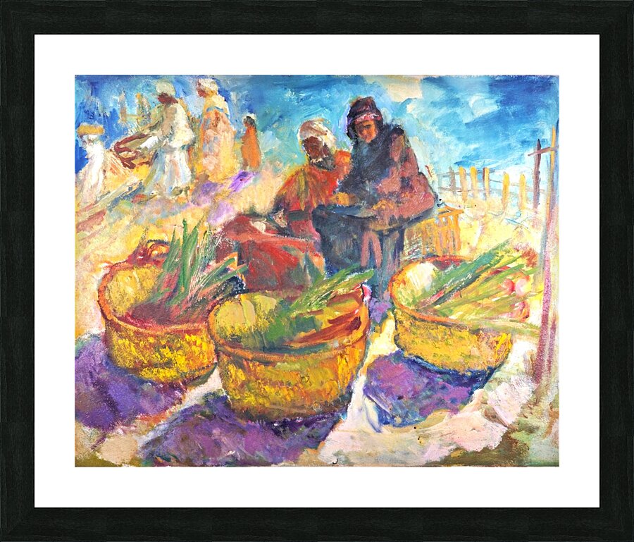 Sellers in village market Picture Frame print