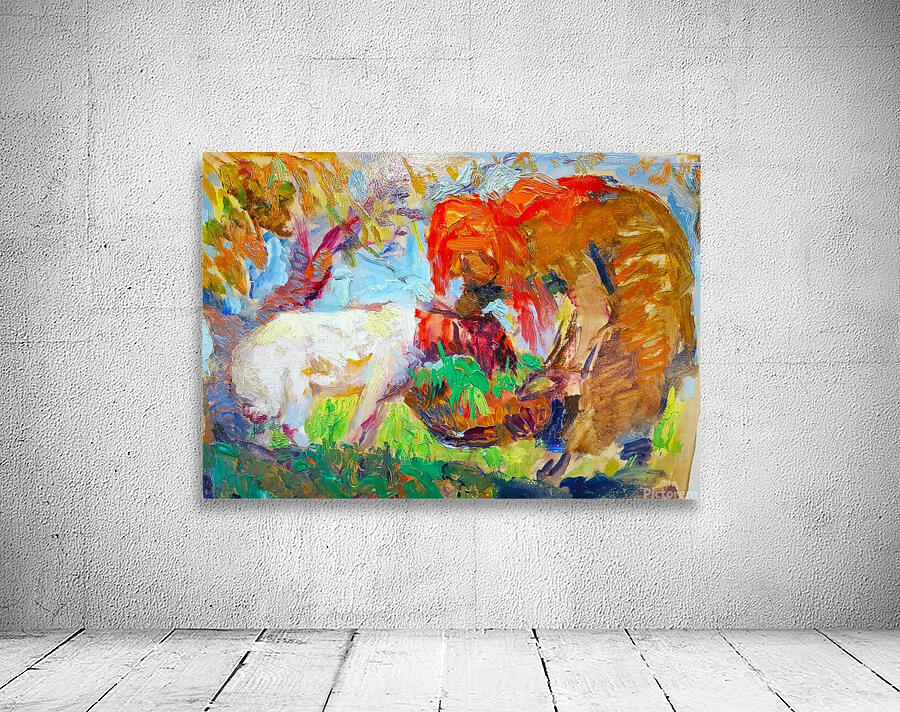 Sheep and child.. Wall Preview