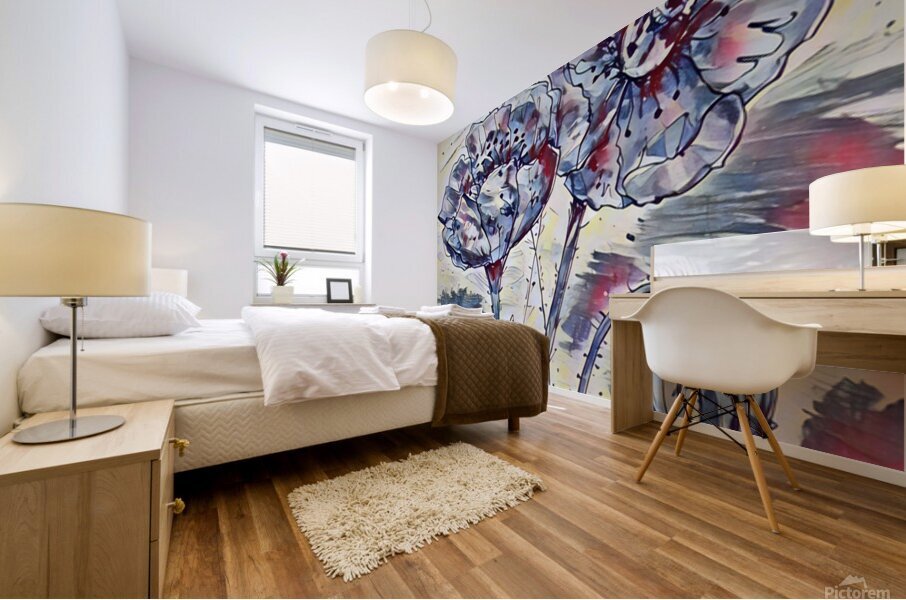 ArtXcl 338 poppies real pencil sketch Mural print