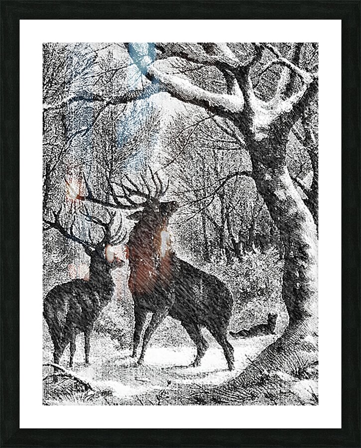 winter deers Picture Frame Printing