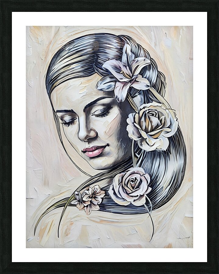 ArtXcl 319 woman face flowers Picture Frame Printing