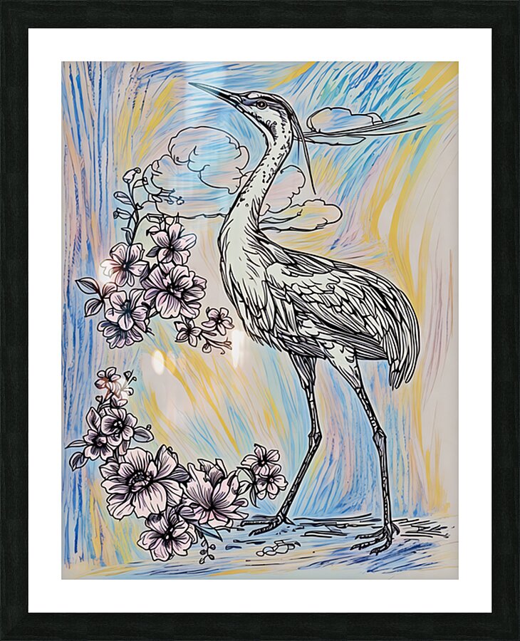 ArtXcl 329 crane flowers Picture Frame Printing