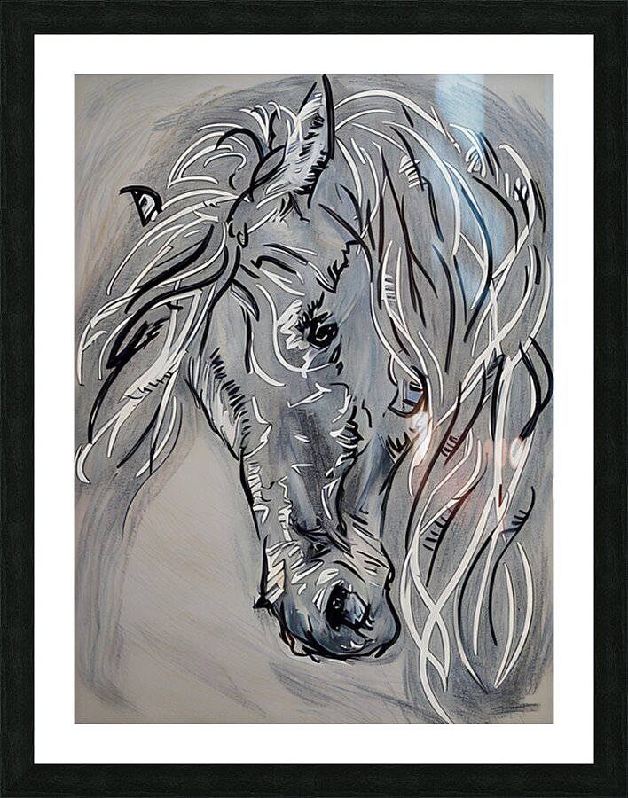 ArtXcl 341 horse pencil sketch Picture Frame Printing