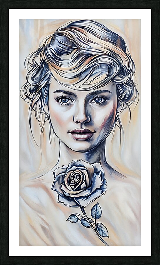 ArtXcl 337 woman with rose Picture Frame Printing