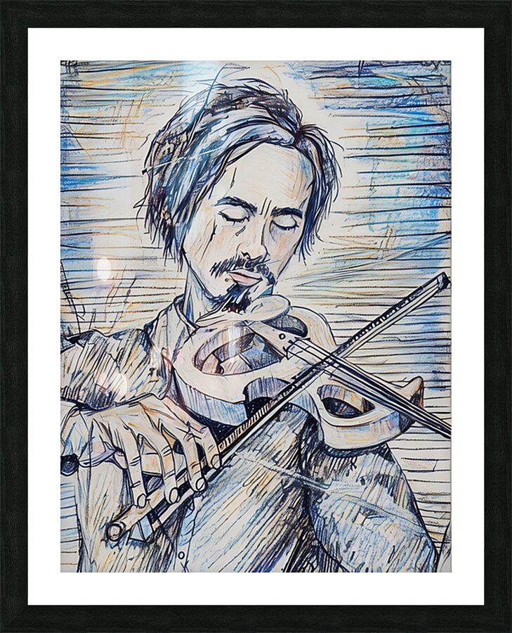 ArtXcl 336 violinist pencil sketch Picture Frame Printing