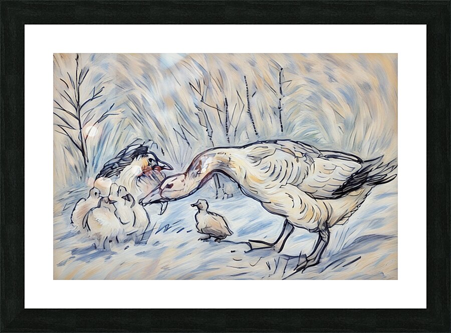 ArtXcl 376 duck and ducklings Picture Frame Printing
