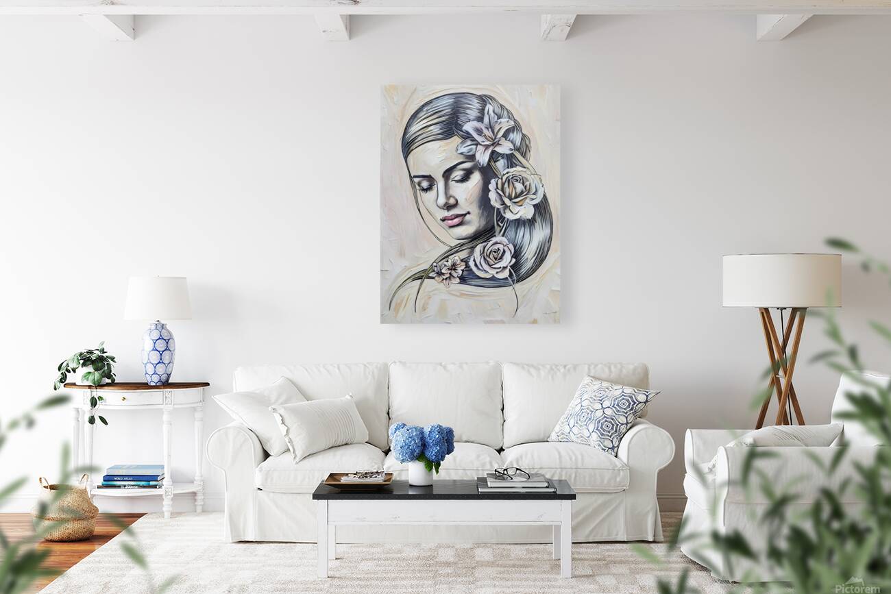 ArtXcl 319 woman face flowers Reproduction